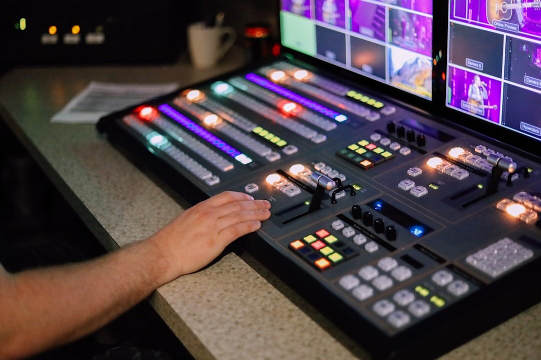 Multi-camera video switcher with several live feed thumbnails